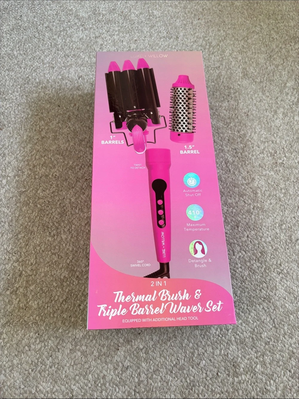 2 in 1 Triple Barrel Waver set and Thermal Brush - Luxe & Willow